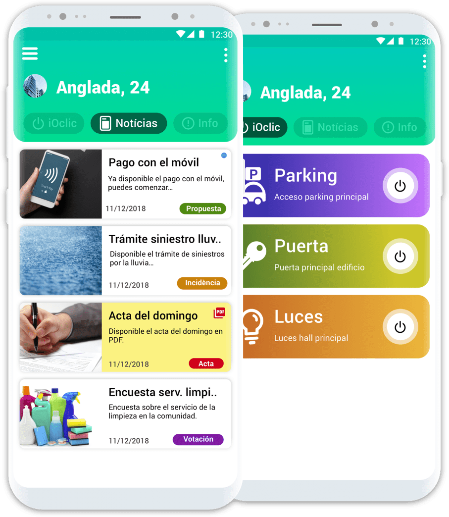 Dos móviles mostrando la aplicación Ogeo Community