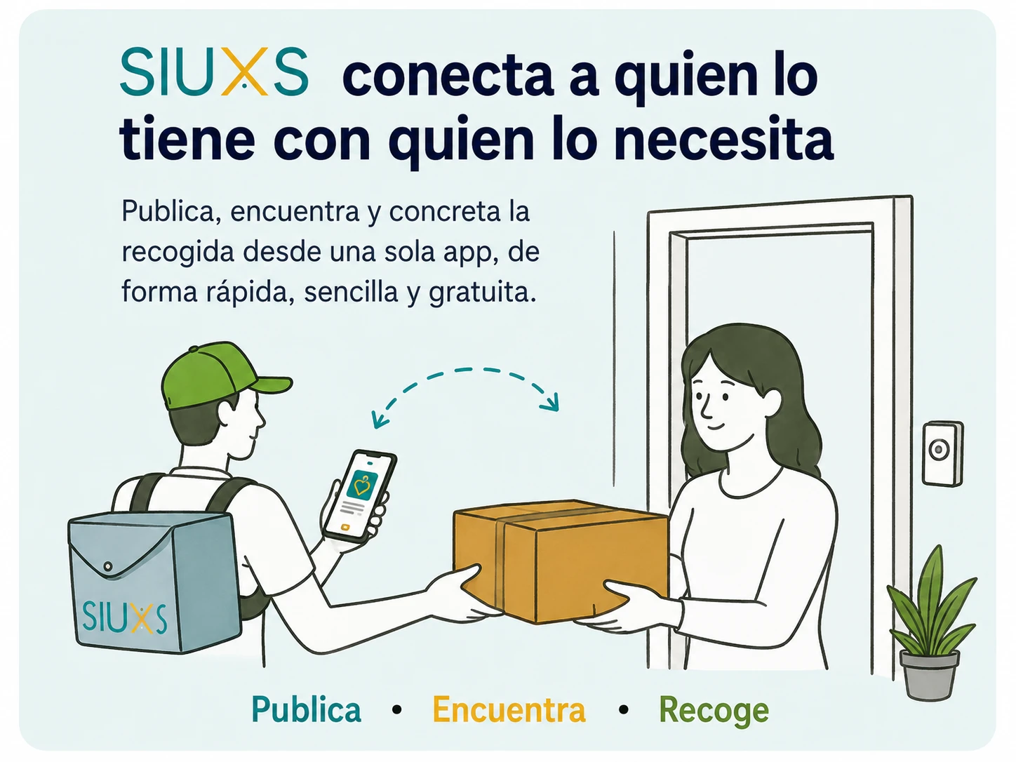 Persona encontrando y solicitando un objeto gratuito en la app SIUXS